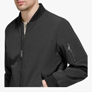 DOCKERS Mens 2-pocket Bomber Jacket Black New W/ Tags Size M $130!